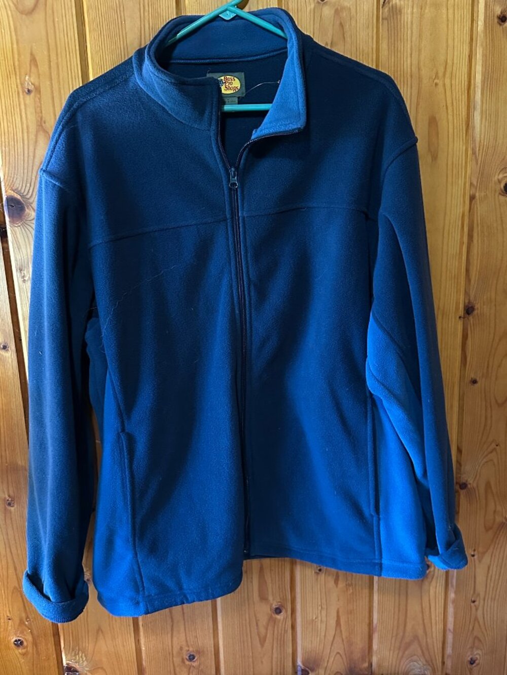 Bass Pro Shops Men's Large Blue Fleece Jacket Full Zip Windbreaker Outdoor Hike